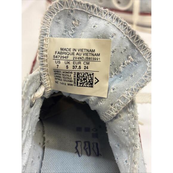 PFR CONVERSE All Star Low Top Powder Blue Eyelet Fabric Chucks Sneakers Sz 7 - Picture 6 of 8